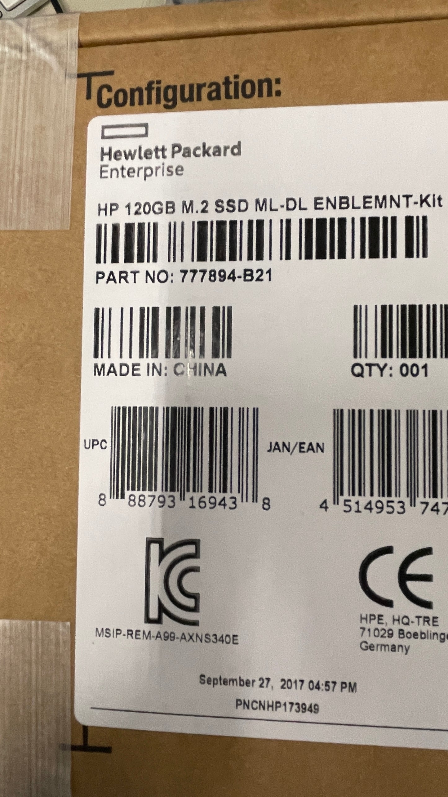 HP 120 GB Internal Solid State Drive 777894-B21