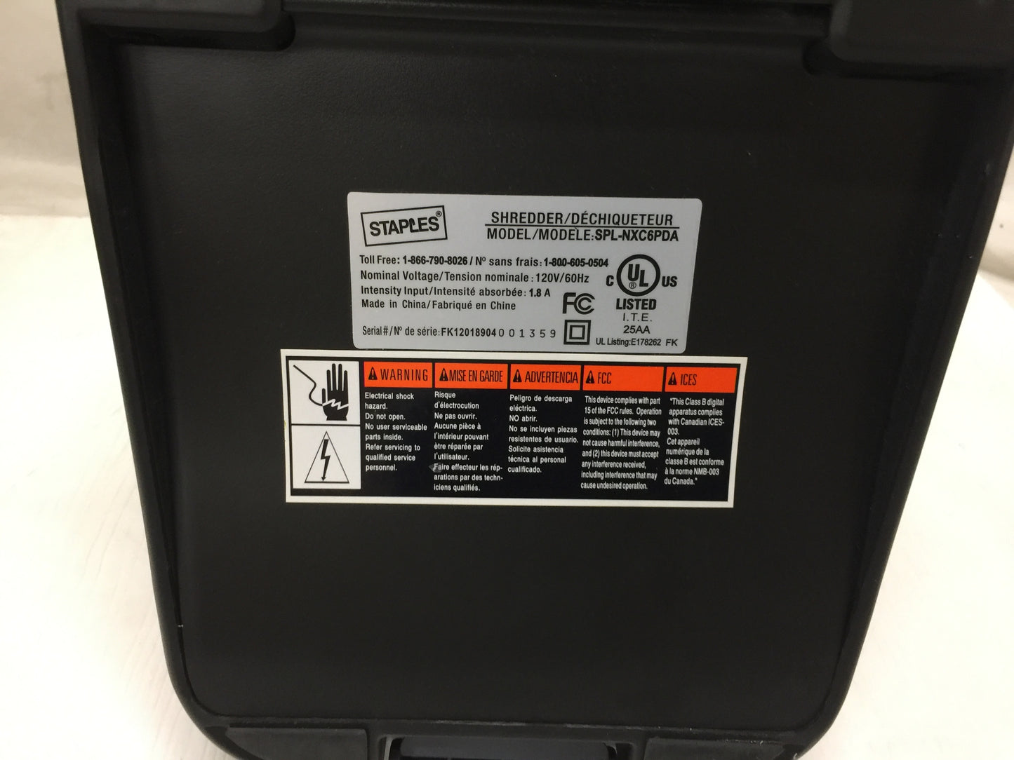 Staples Minimate 6 Sheet Cross-Cut Desktop Shredder SPL-NXC6PDA Used