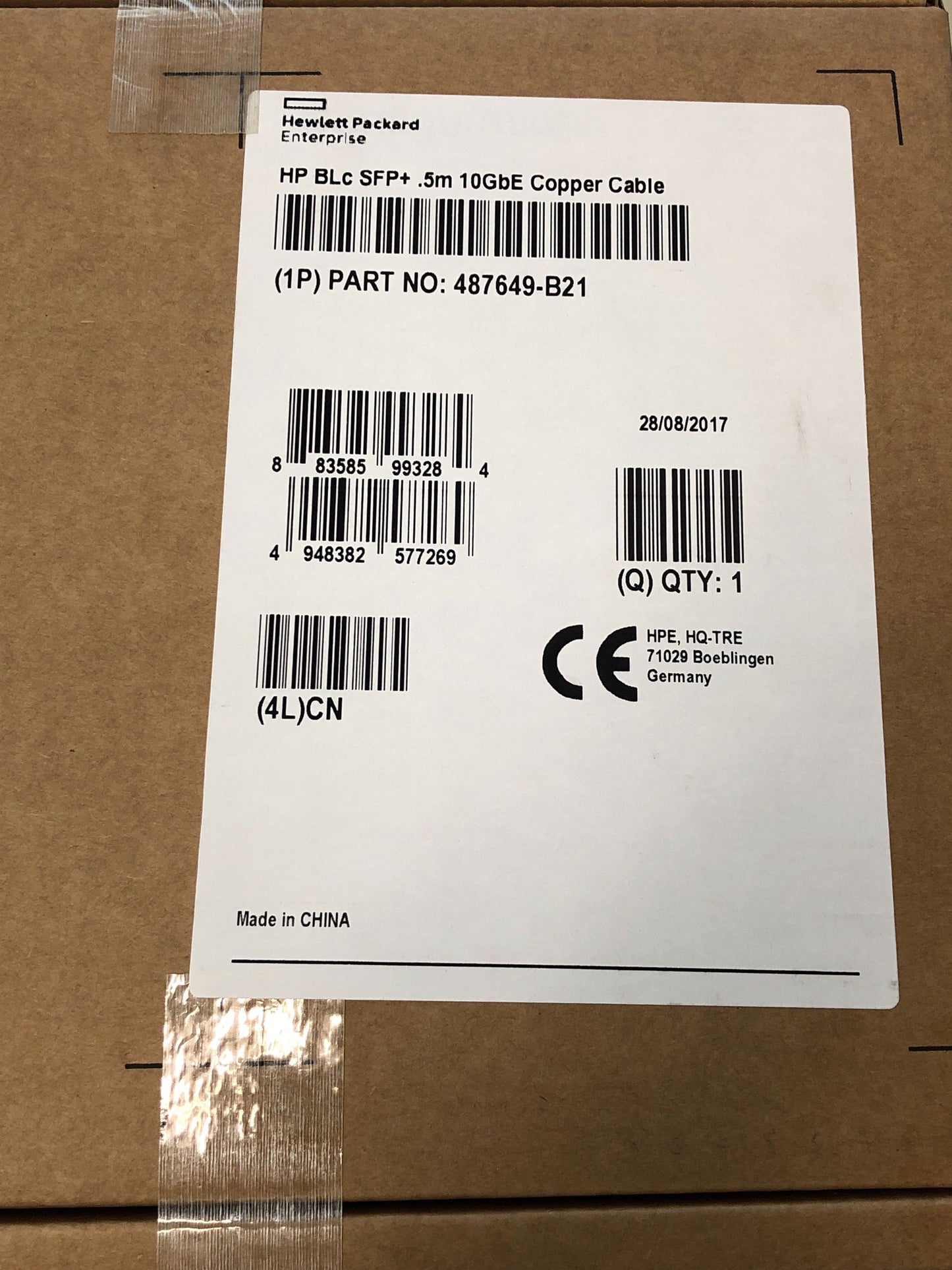 HP 487649-B21 BLC 10G SFP+ SFP+ 0.5M DAC Cable Factory Integrated