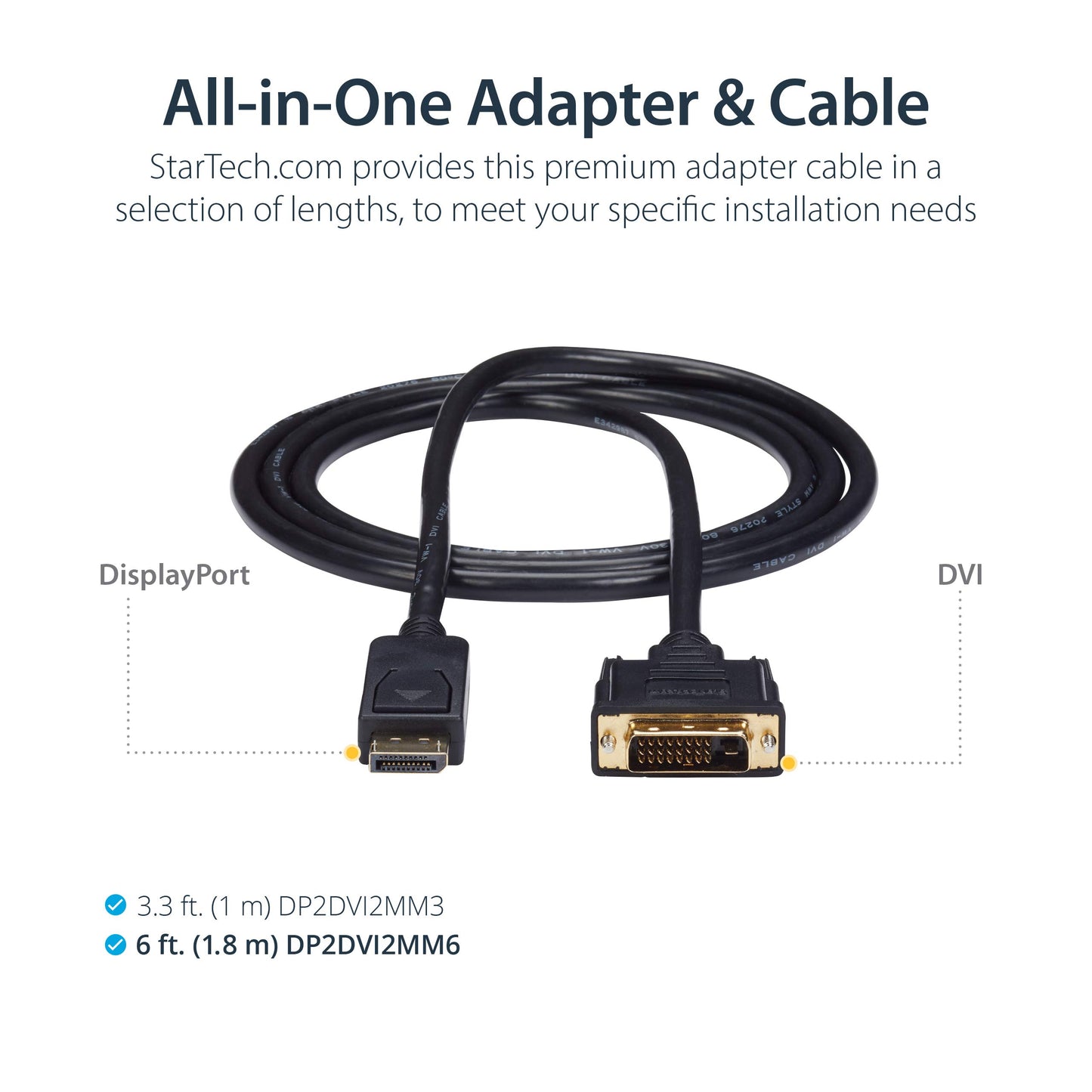 StarTech.com DisplayPort to DVI Cable - 6ft / 2m (DP2DVI2MM6)