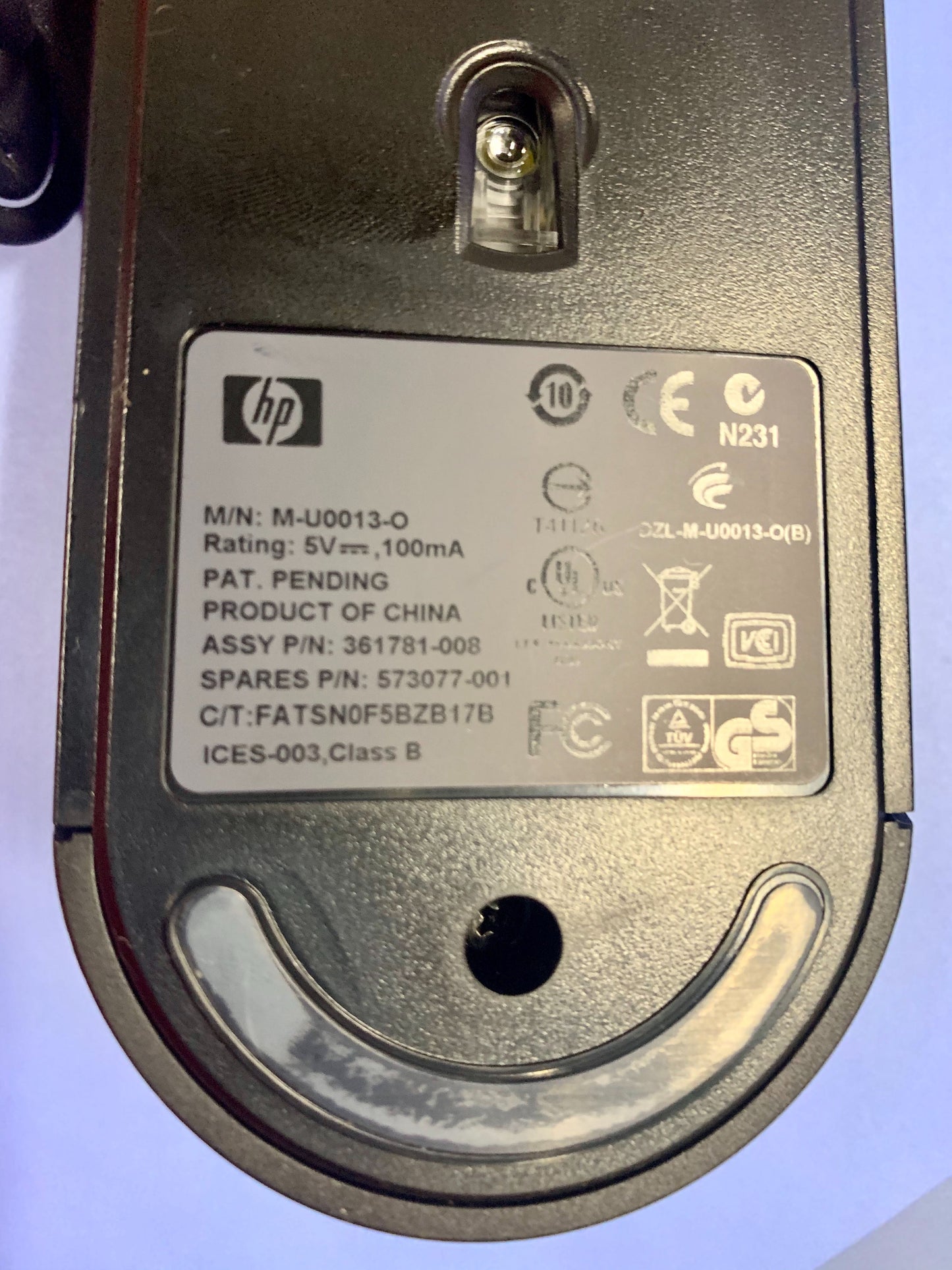 HP 573077-001 USB 3-Button black Mouse