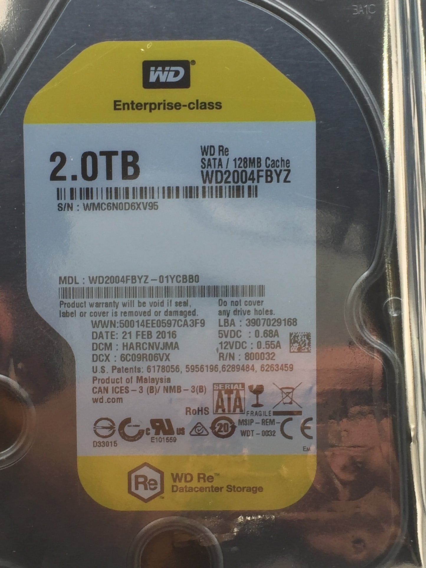 WD WD2003FYYS RE4 2TB 7200RPM 64MB SATA 3Gb/s 3.5" Enterprise HDD ZERO HOURS