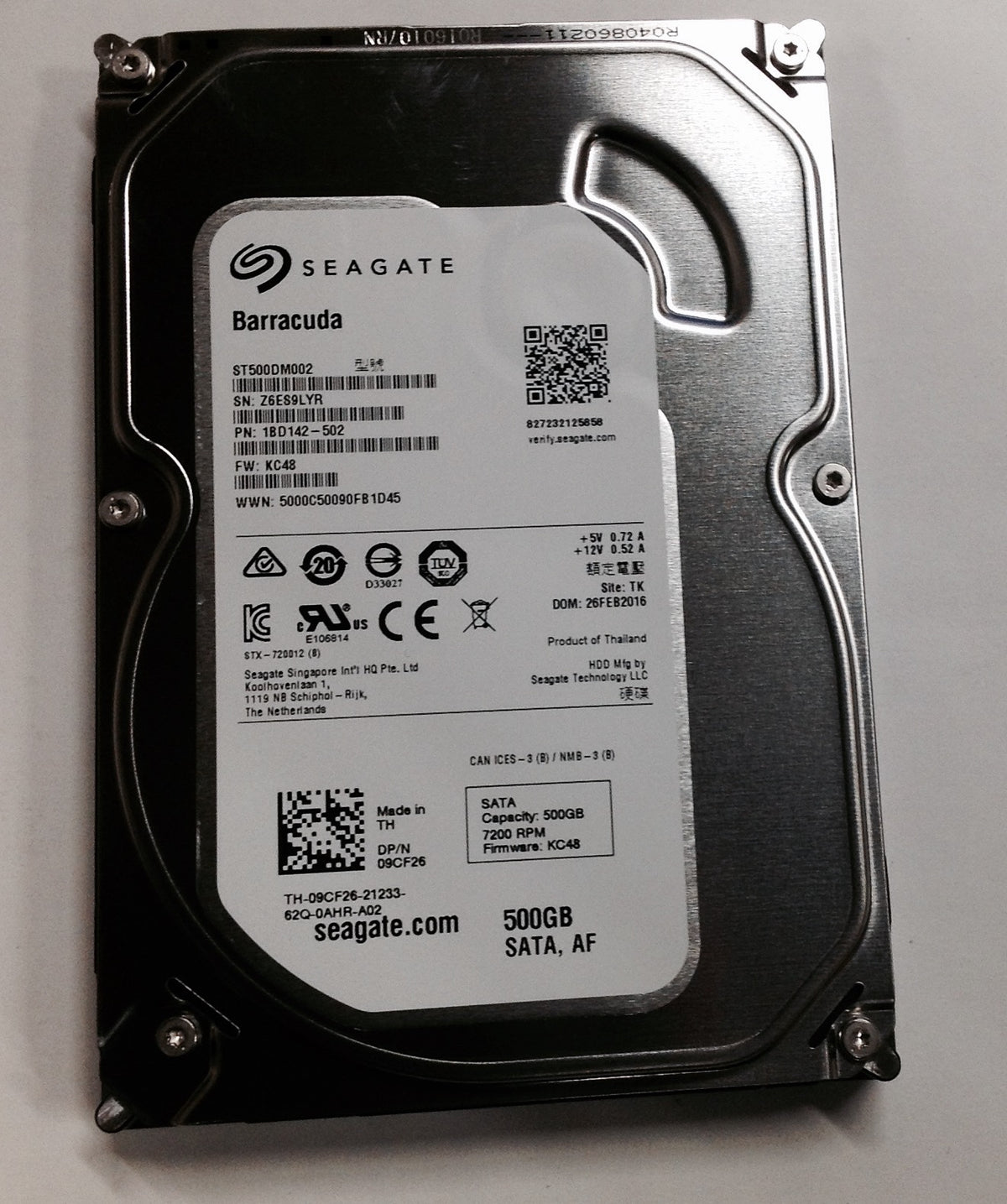 Seagate ST500DM002 500GB 16MB Cache SATA 6.0Gb/s 3.5" HDD 1BD142-502