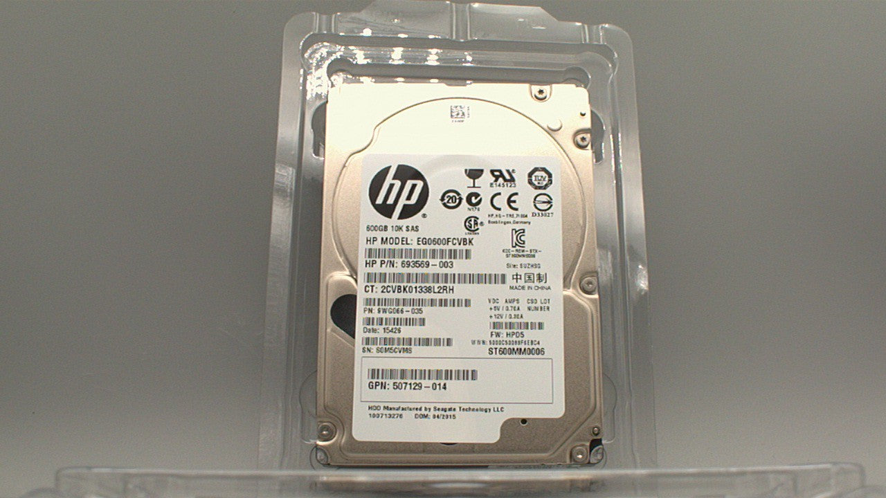 693569-003 Genuine HP 600GB 10K SAS 2.5" HDD no tray 507129-014 EG0600FCVBK ST600MM0006