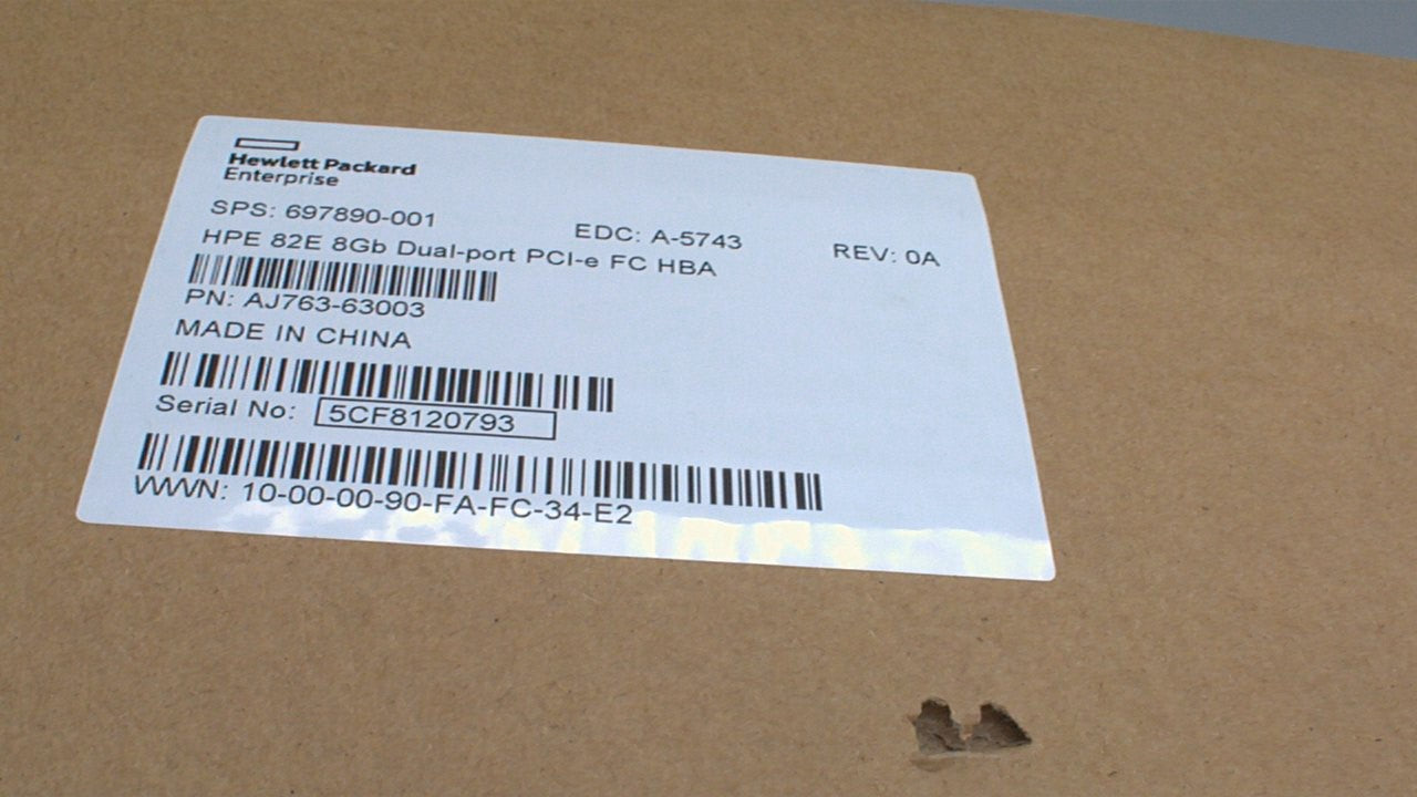 HP AJ763-63003 82E  PCI Express x8 Dual Port SFP Host Bus Adapter