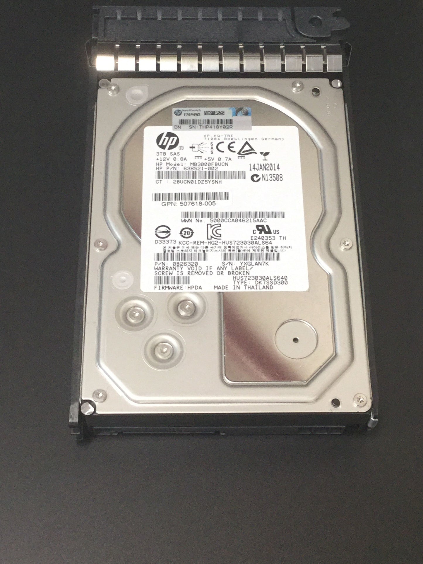 HP 625140-001 3 TB 3.5" Internal Hard Drive 695507-003