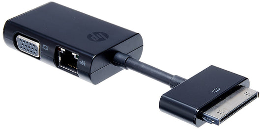 HP Dock Connector to Ethernet and VGA Adapter used