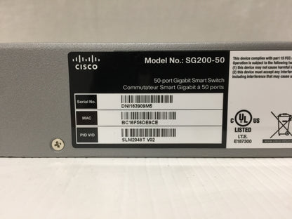 Cisco  SG200-50 Gigabit Switch 48 10/100/1000 Ports, 2 Combo Mini-GBIC Ports