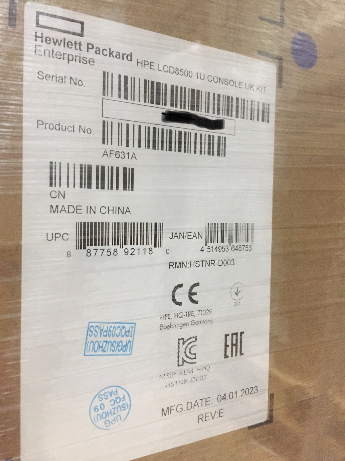 HPE LCD8500 1U UK Rackmount Console Kit AF631A New