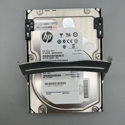 HP 2TB 7.2K SATA HDD 3.5" with tray MDL HOT-PLUG 649401-003 574033-007