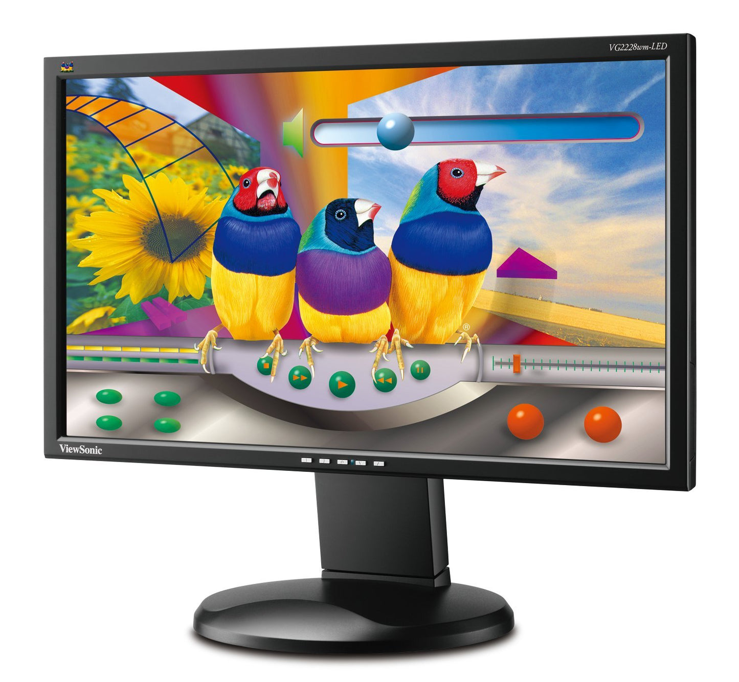 ViewSonic VG2228WM-LED 22" 1080p Ergonomic Monitor DVI, VGA used