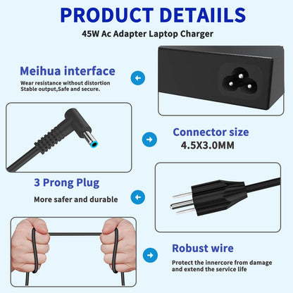 Laptop Charger  HP 740015-002 741727-001 Stream 11 13 14 (All Models - Blue Tip Connector) AC Adapter Power Supply Cord used