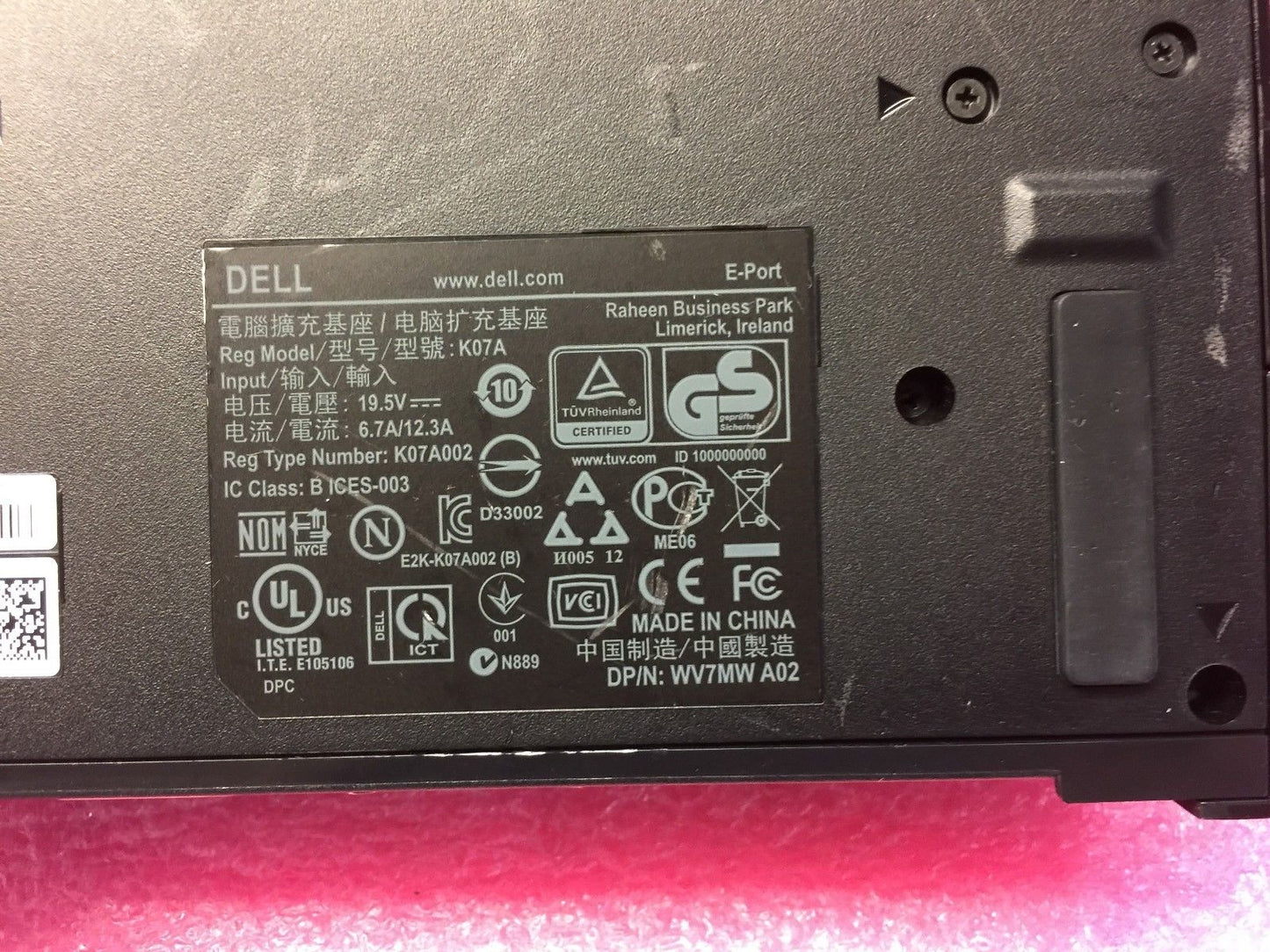 Dell 0PDXXF Docking Station K07A002 used