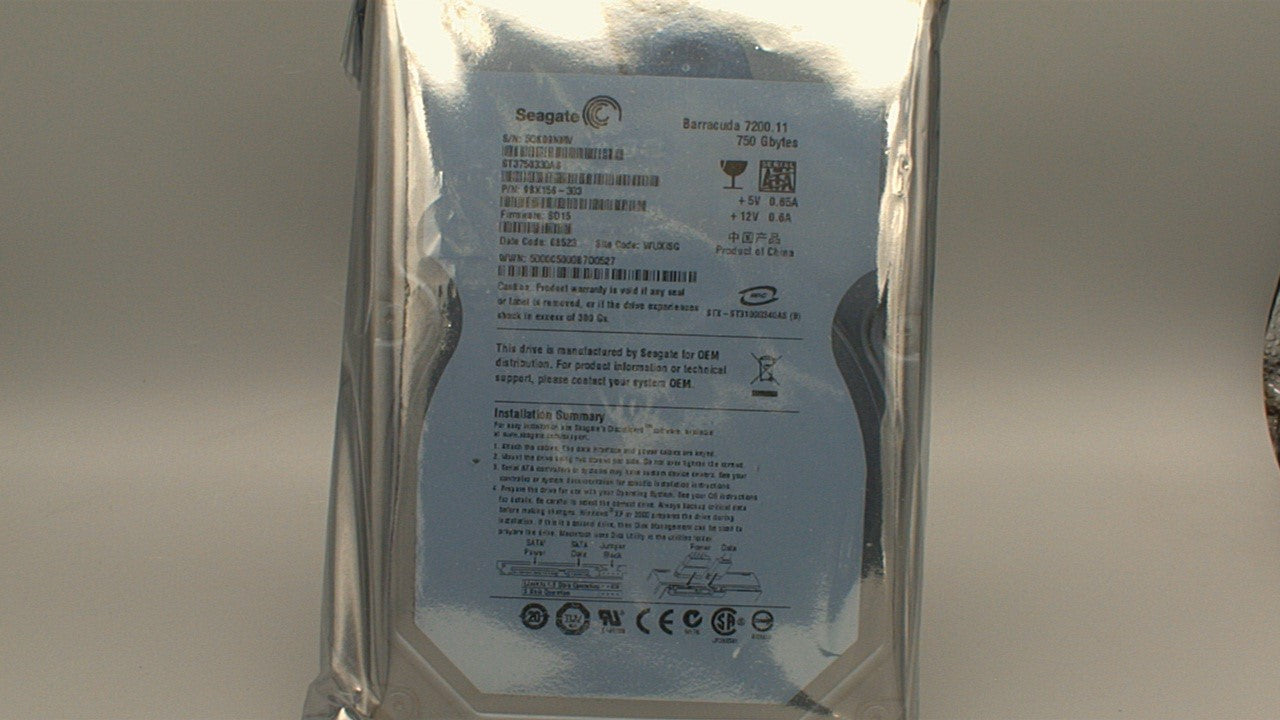 Seagate Barracuda 7200.11 750GB 3.5" SATA II Internal Hard Drive HDD ST3750330AS Zero Hours