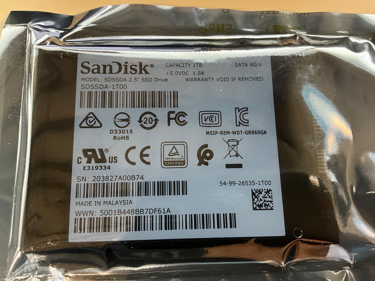 SanDisk SSD PLUS 1TB Internal Solid State Drive SDSSDA-1T00 used