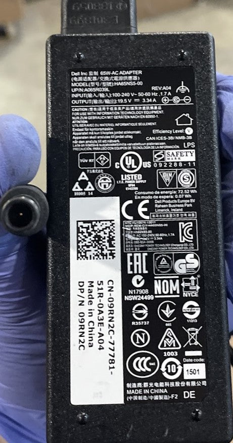 Dell 65W HA65NS5-00 AC Adapter Charger Power Cord used