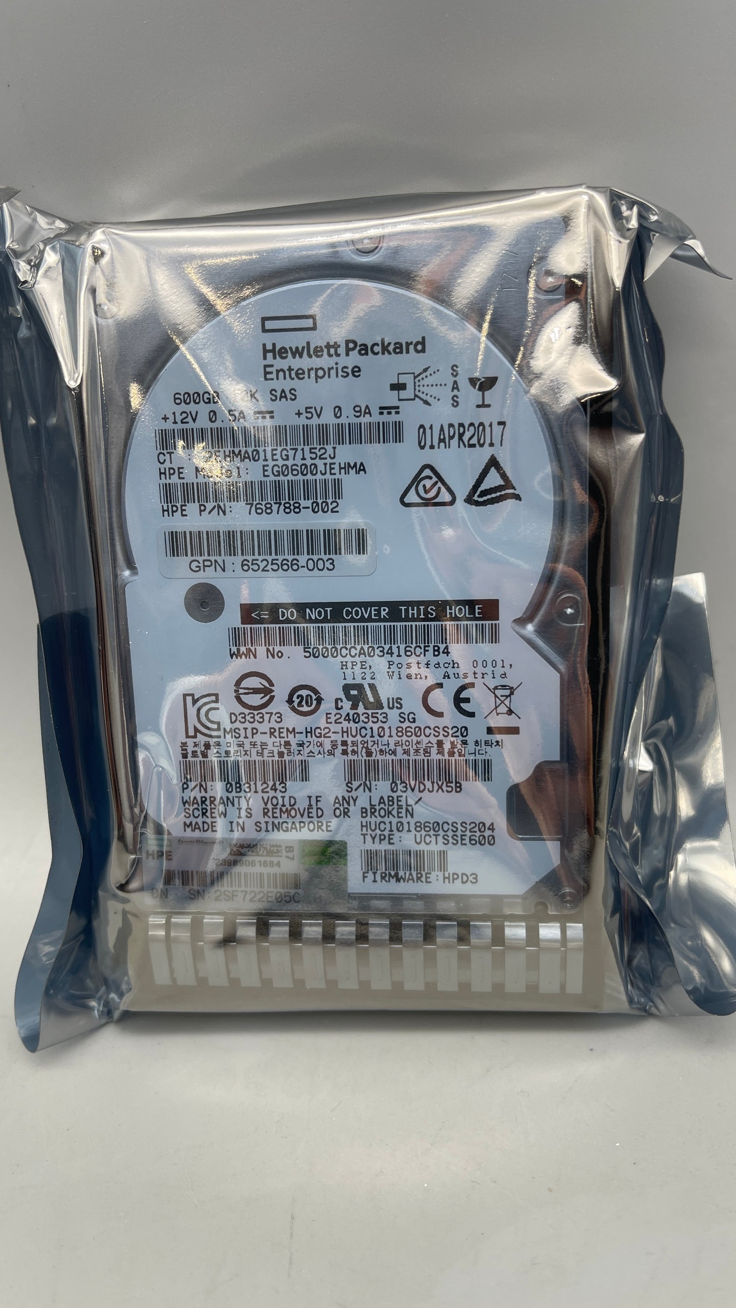 HP 652566-003 HP 600GB 10K SC SAS HDD New
