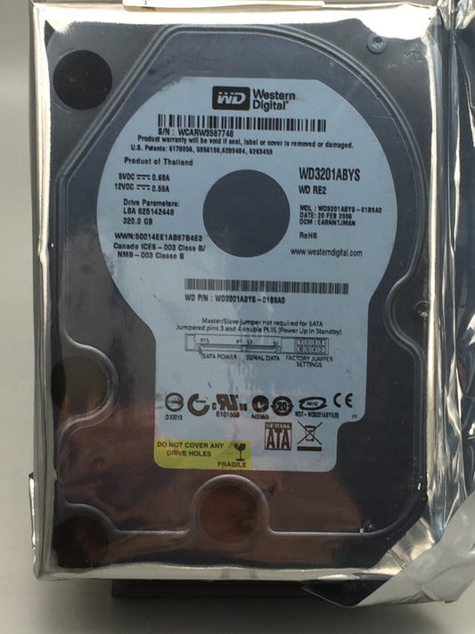 WD RE3 WD3201ABYS 320GB 7200 RPM 16MB SATA 3.0Gb/s 3.5" Enterprise HDD used