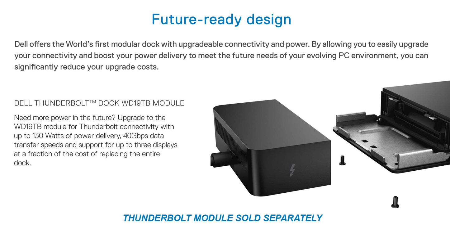 Dell WD19  Docking Station  USB-C, HDMI, Dual DisplayPort, black no ac adapter