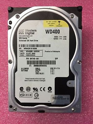 HP 281748-001 Western Digital WD Caviar WD400BB-60DGA0 3.5" IDE Hard Drive used