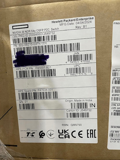 Mellanox MQM9790-NS2F NVIDIA Quantum-2 based NDR InfiniBand Switch, 64-ports NDR