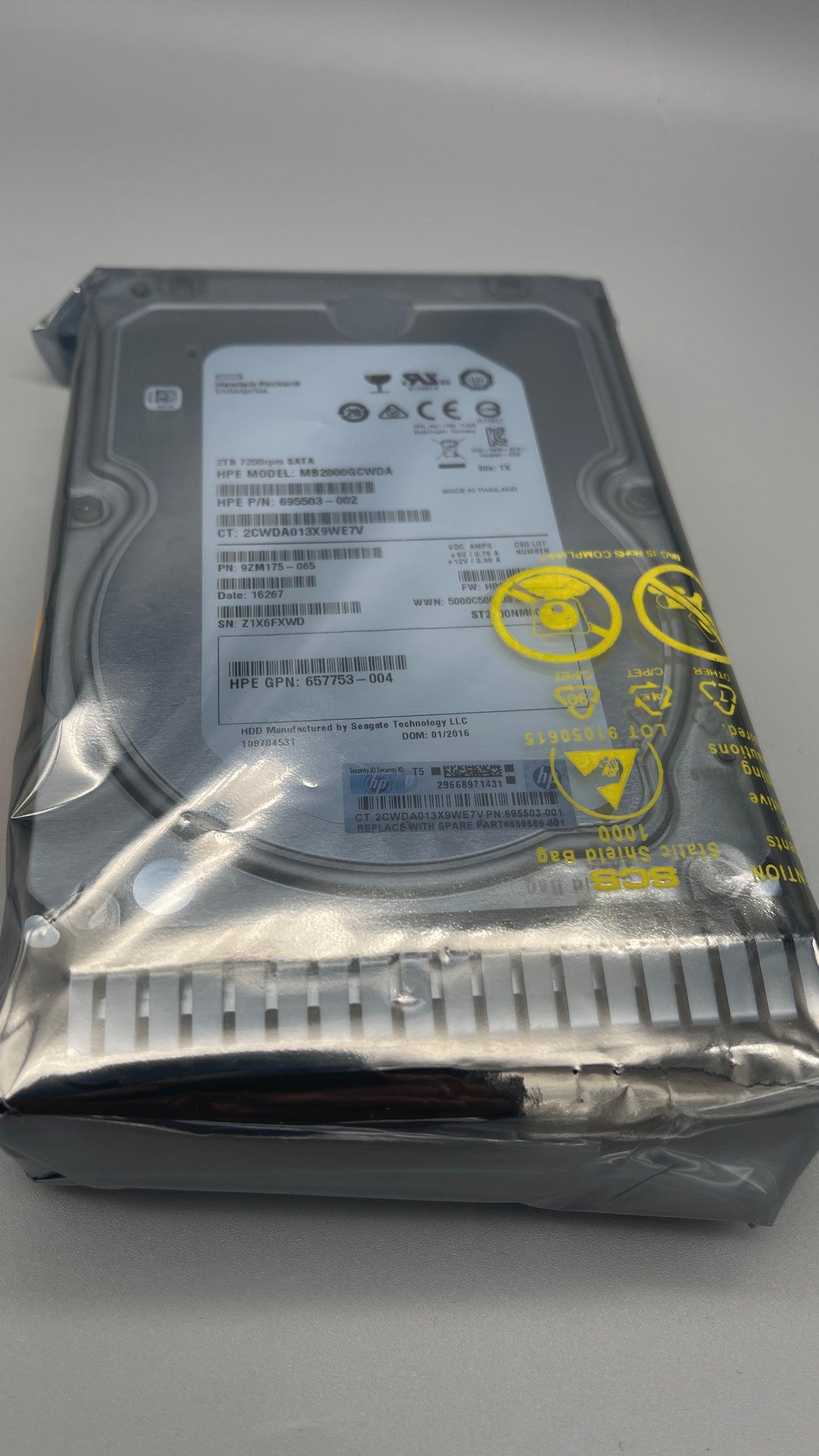 HPE 657753-004 2TB 7.2K 6G 3.5 MDL SATA HDD695503-002