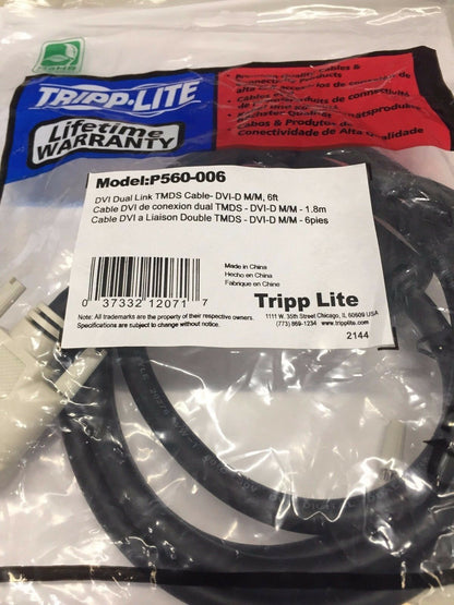 New Tripp Lite DVI Dual Link Monitor Cable (DVI-D M/M) 6-ft P560-006