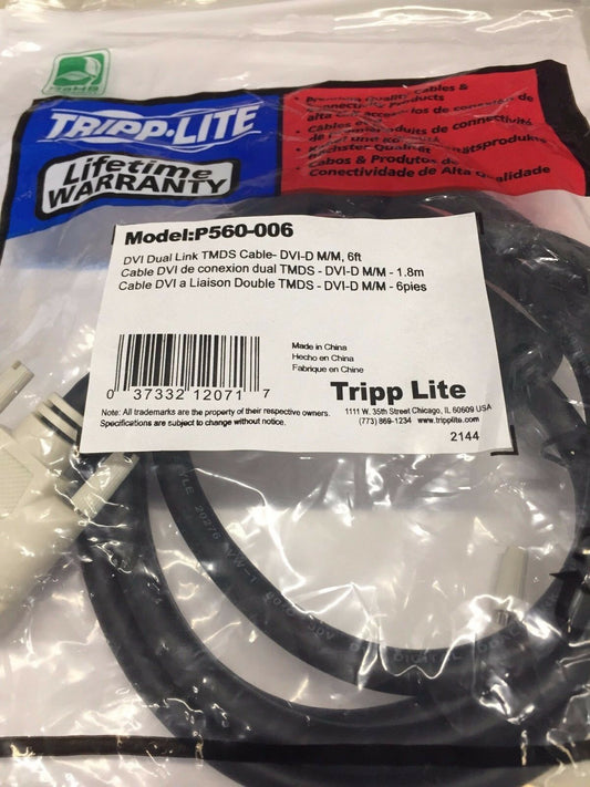 New Tripp Lite DVI Dual Link Monitor Cable (DVI-D M/M) 6-ft P560-006