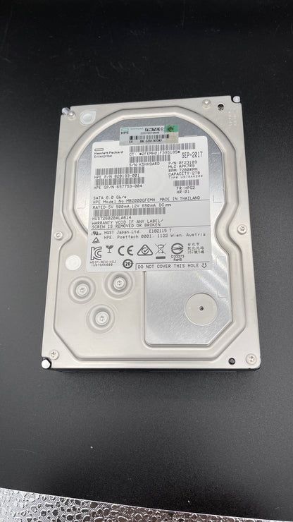 HP 657753-004 , 820193-001  2TB 7.2K 3.5 SATA 6G G8 SC HDD W/O TRAY - NEW PULL