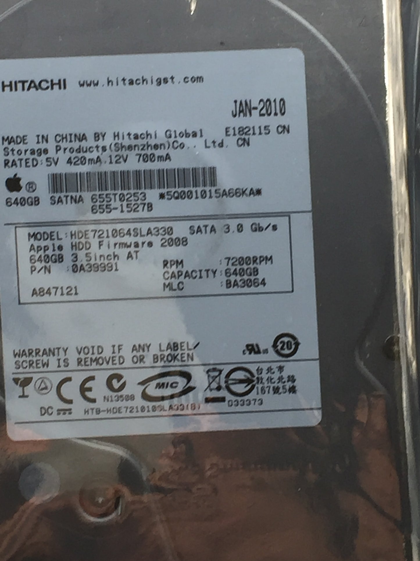 Hitachi Deskstar E7K1000 640GB 7200 RPM 32MB SATA 3.5" Enterprise HDD Zero Hours