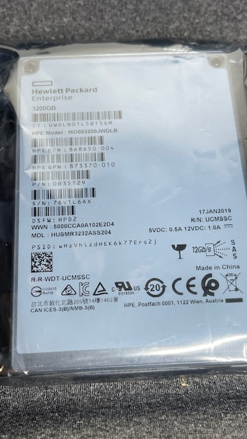 Genuine 868650-004, 873367-B21, 873571-001, MO003200JWDLB 3.2TB SAS 12G Mixed USE SFF SC PM5 SSD Original