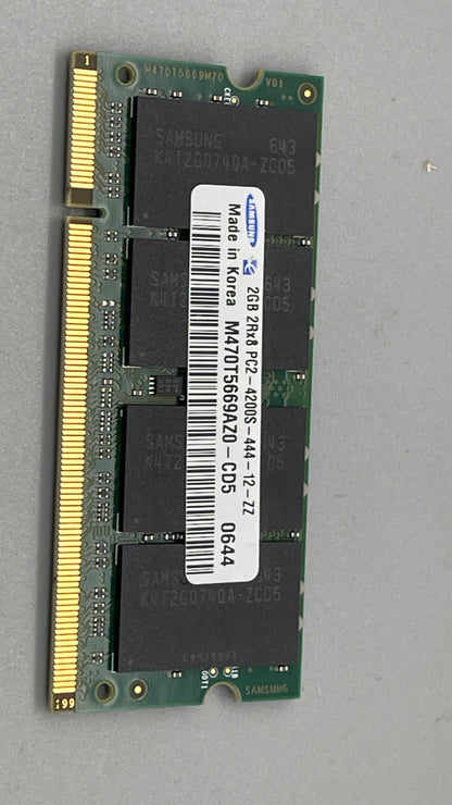 SAMSUNG M470T5669AZ0-CD5 2GB NOTEBOOK SODIMM DDR2 PC4200(533) UNBUF 1.8v 2RX8 200P 256MX64 256mX8 CL
