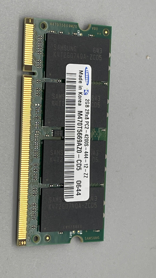 SAMSUNG M470T5669AZ0-CD5 2GB NOTEBOOK SODIMM DDR2 PC4200(533) UNBUF 1.8v 2RX8 200P 256MX64 256mX8 CL
