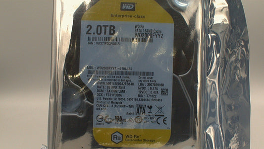 Western Digital Re Enterprise-Class WD2000FYYZ-01UL1B3 2.0TB SATA 64MB Cache hard drive Zero Hours