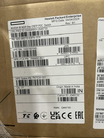 Mellanox MQM9790-NS2F NVIDIA Quantum-2 based NDR InfiniBand Switch, 64-ports NDR