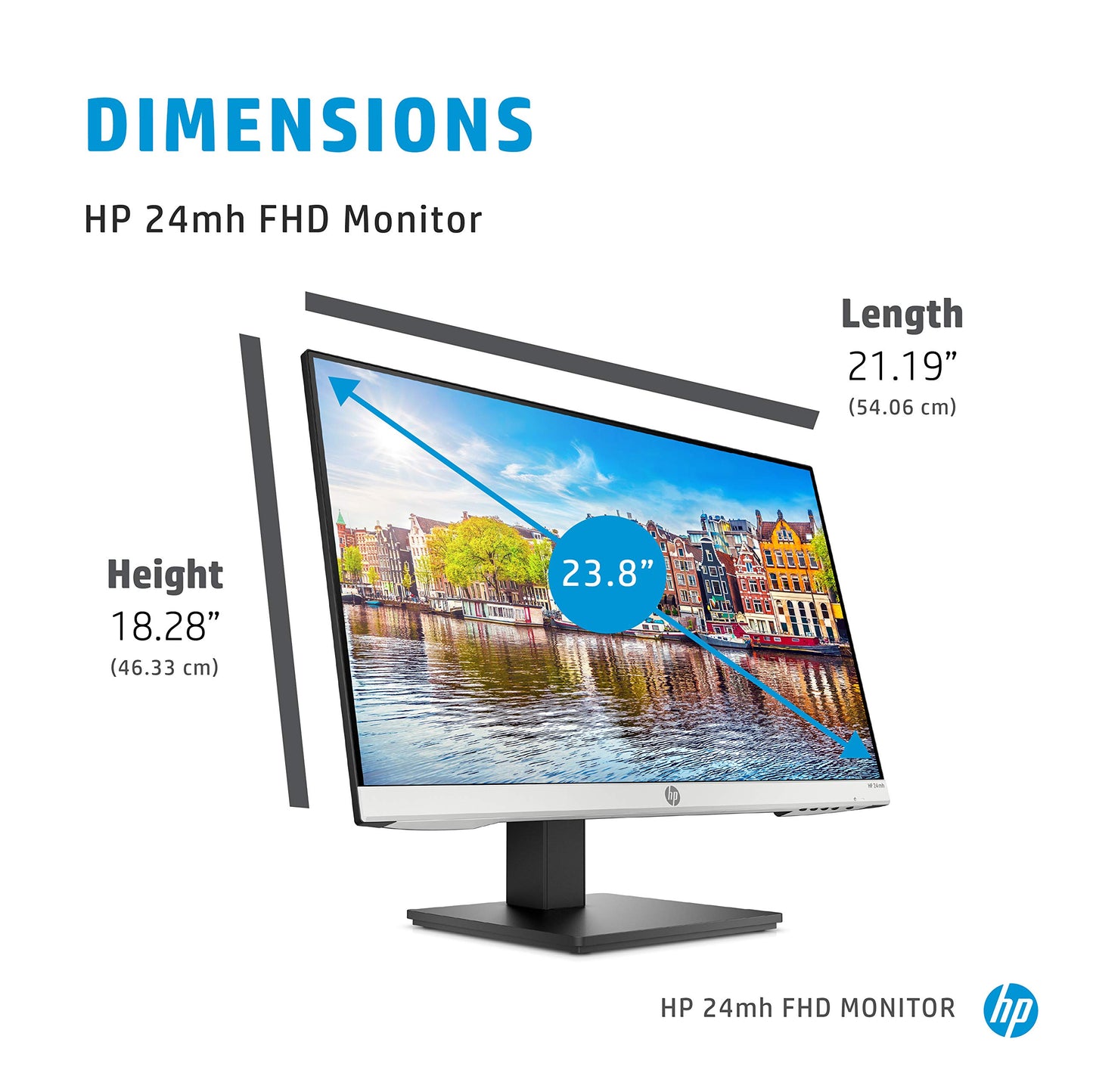 HP 24mh FHD Computer Monitor with 23.8-Inch IPS Display (1080p) - Built-In Speakers and VESA Mounting -used A