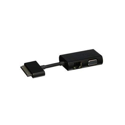 HP Dock Connector to Ethernet and VGA Adapter used