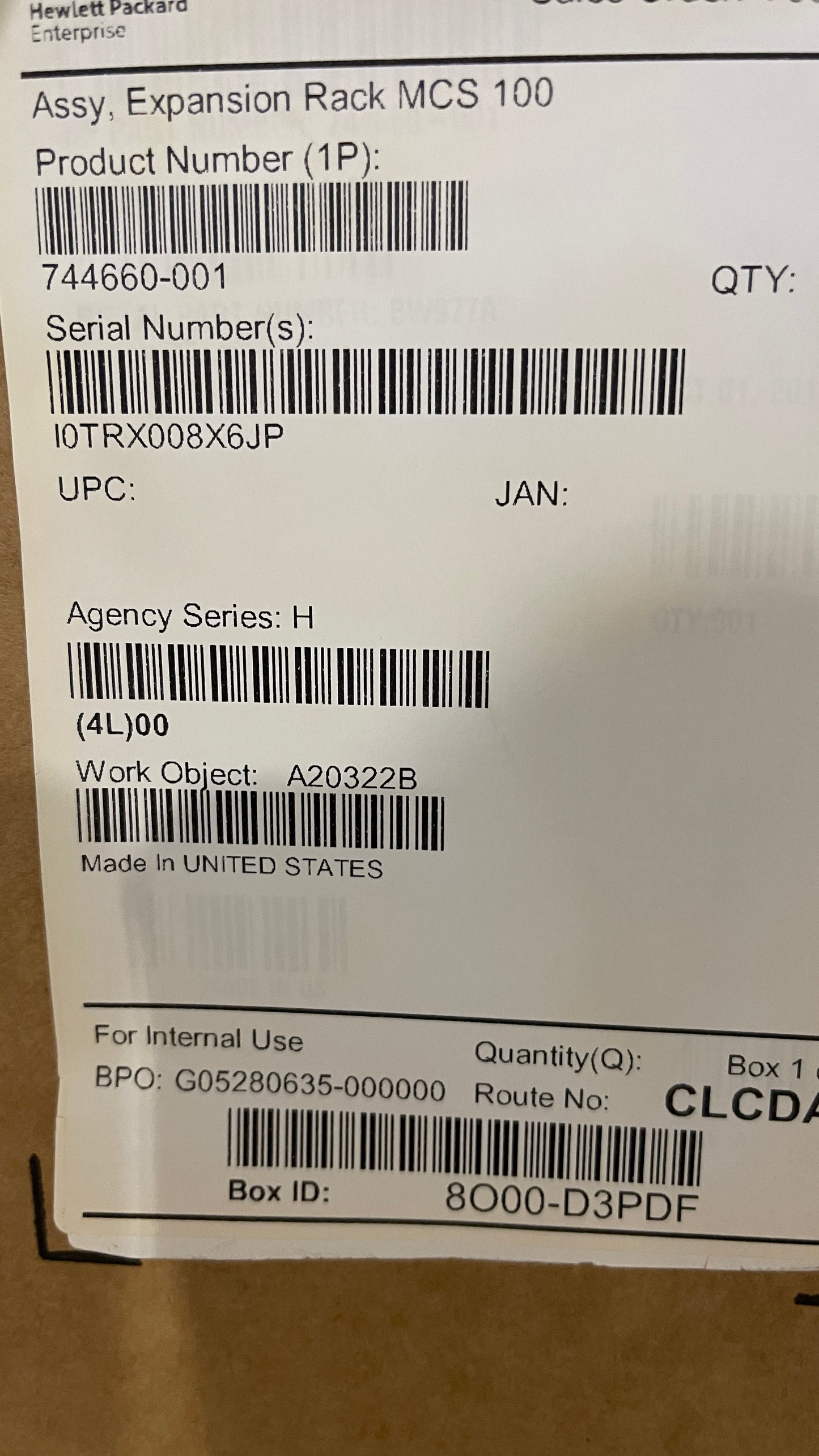 HP Assy. Expansion Rock MCS 100 744660-001