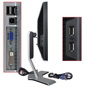19" Dell 1907FPc DVI 720p Rotating LCD Monitor w/USB 2.0 Hub (Black/Silver) used Grade A
