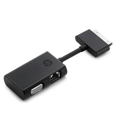HP Dock Connector to Ethernet and VGA Adapter used