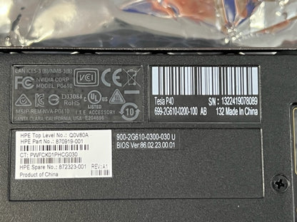 HP nVidia Tesla P40 GPU 24GB GDDR5 PCIE x16 870919-001 872323-001 Q0V80A refurbished