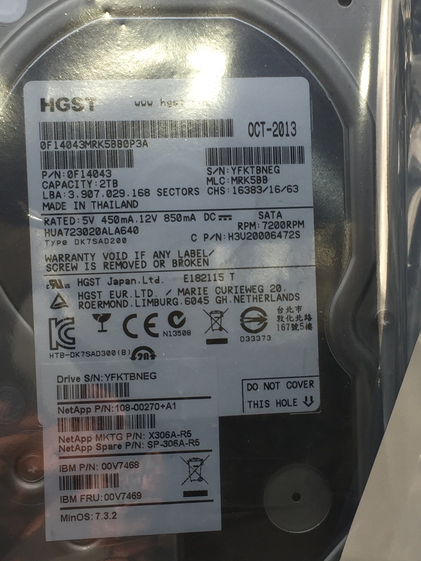 Hitachi Ultrastar 7K3000 2TB 7200 RPM 64MB SATA 3.5" Enterprise HDD Zero Hours