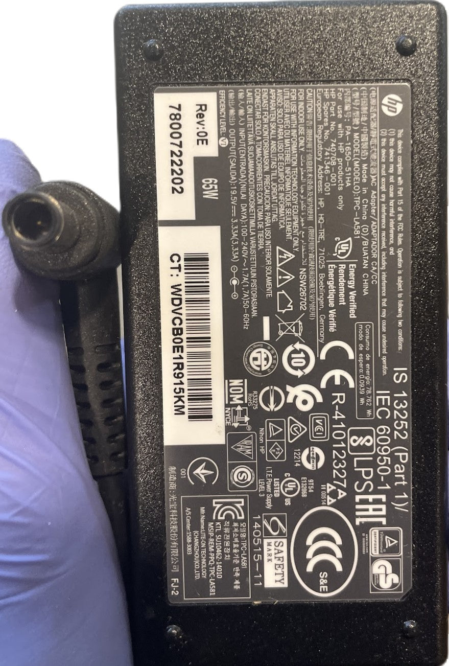 HP - TPC-LA581 - Genuine AC Adapter 19.5V 3.33A 65W - PA-1650-51HA 740708-001 used