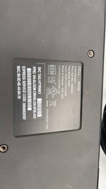WD19S Dell Docking Station USB-C Dual Monitor with 130W Supply & HDMI Cable used