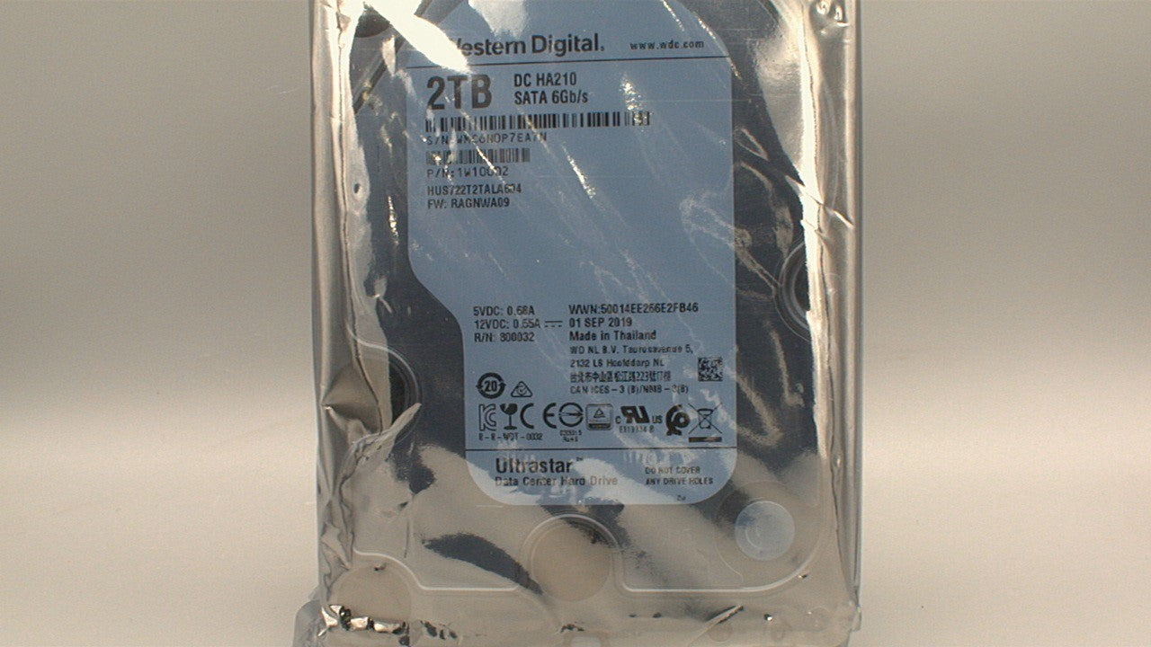 Western Digital 2TB Ultrastar DC HA200 SATA HDD - 7200 RPM Class, SATA 6 Gb/s, 128MB Cache, 3.5" - HUS722T2TALA604 Zero hours