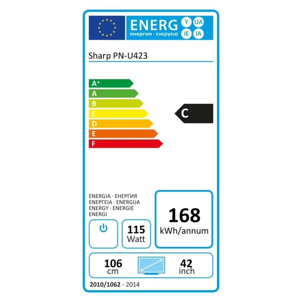 Sharp PN-U423 42" 1080p Class Professional LED Monitor, 500cd/m2 Brightness, 4000:1 Contrast Ratio, 8ms Response Time, HDMI