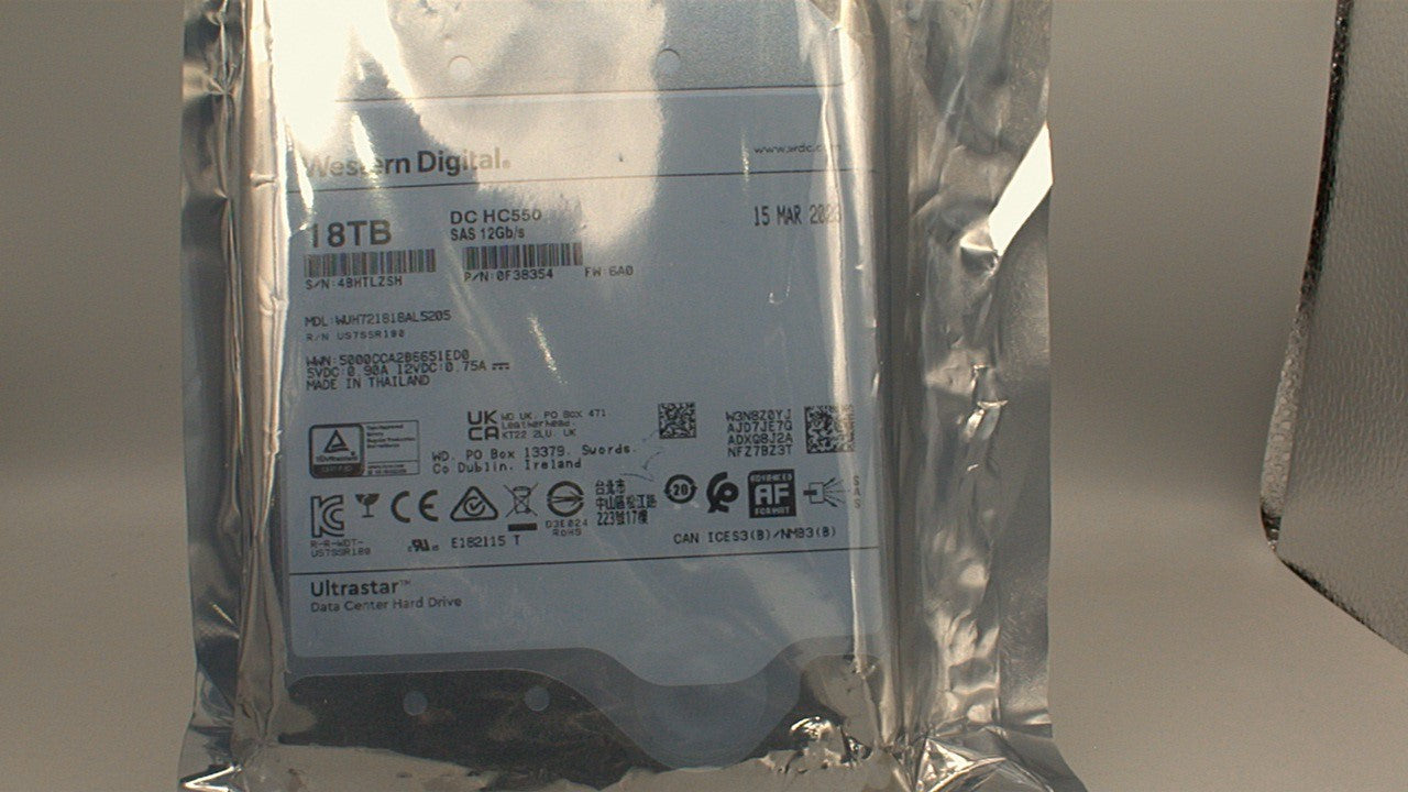 WD Ultrastar DC HC550 18TB 7200 RPM SAS 12Gb/s 512MB 3.5" Enterprise HDD used
