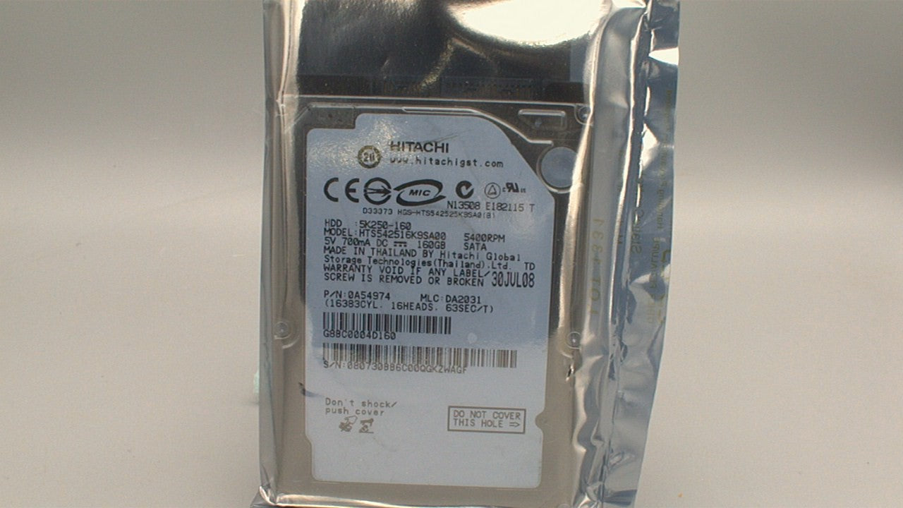 Hitachi Travelstar 5K250 160GB 5400 RPM SATA 2.5" Laptop Hard Drive (HTS542516K9SA00)  used