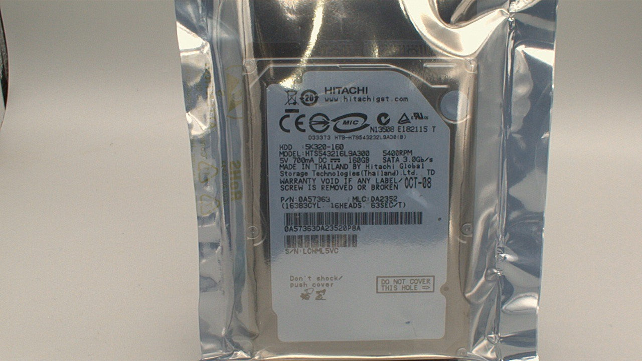 Hitachi Travelstar 5K320 160GB 2.5" SATA II Laptop Hard Drive HDD HTS543216L9A300 used