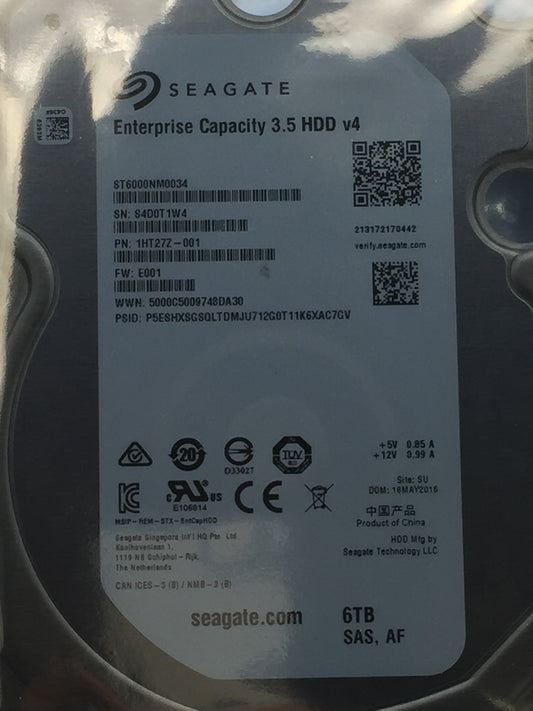 Seagate Enterprise   6TB 7200 RPM SAS Enterprise HDD (ST6000NM0034) Zero Hours